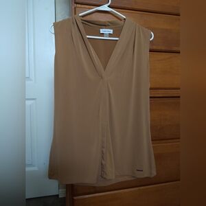 Calvin Klein Tan Sleeveless Wrap Tank Top